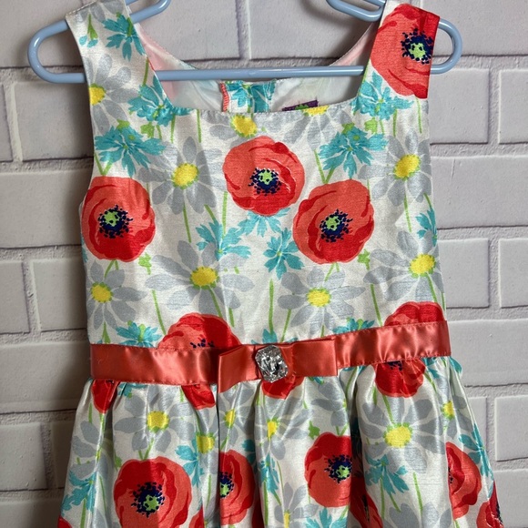 DOLLIE ME Floral Sleeveless Dress with Red Poppies/size 6 - Picture 8 of 12